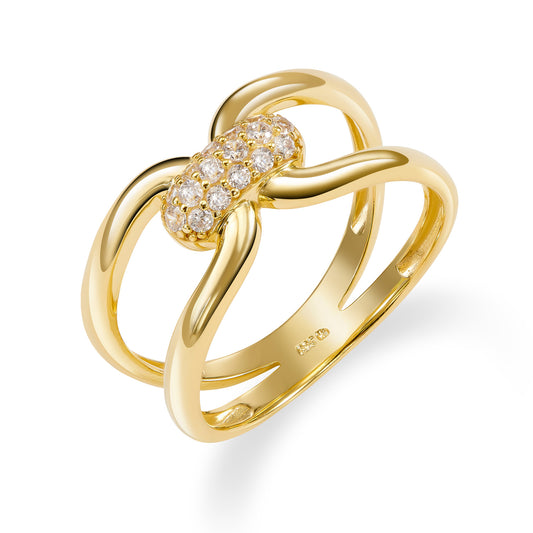 (Art.nr.: 54345) Damesring met 16 zirkonia zilver 925/000 verguld