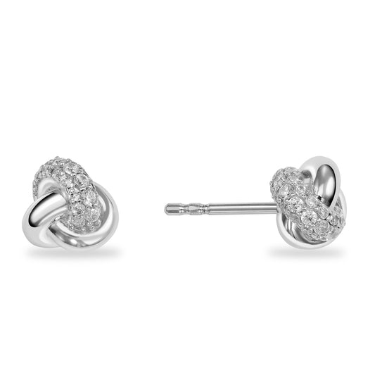 (54346) Boucles d'oreilles nœud avec 58 zirconias en argent 925/000