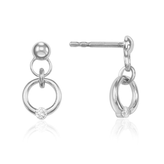 Oorstekers cirkels met zirkonia zilver 925/000