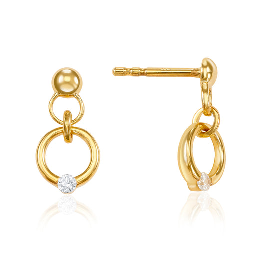 Oorstekers cirkels met zirkonia zilver 925/000 goud gelaagd