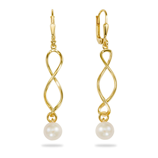 (54372) Boucles d'oreilles en argent sterling 925/000 plaqué or avec perles d'eau douce