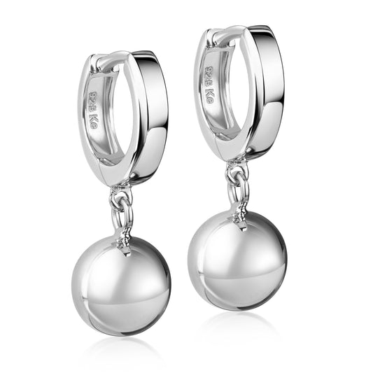 Boucle d'oreille 11,5 x 2,6 mm avec pendentif boule 8 mm Argent 925/000