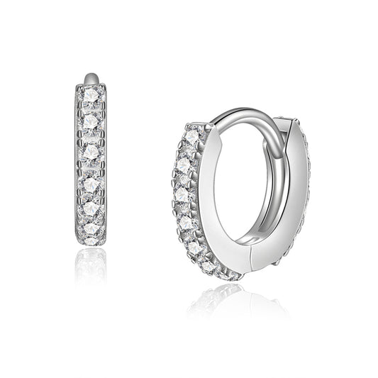 Oorbellen met 26 Zirkonia 11 mm op 1.8 mm Sterling Zilver 925/000