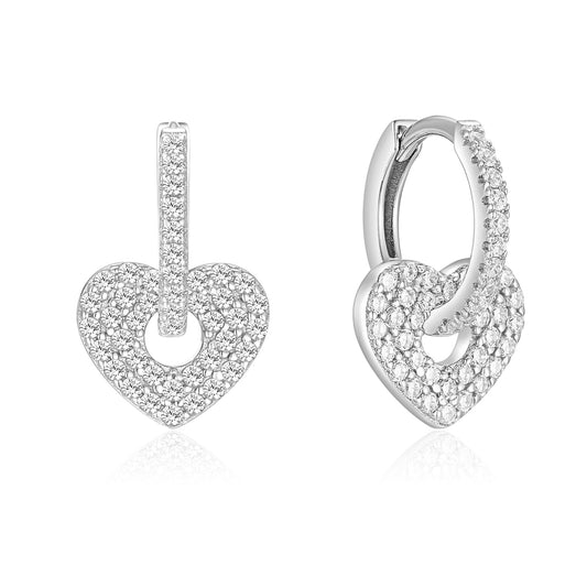 Opvouwbare oorbellen met Harthanger 118 zirkonia Sterling Zilver 925/000