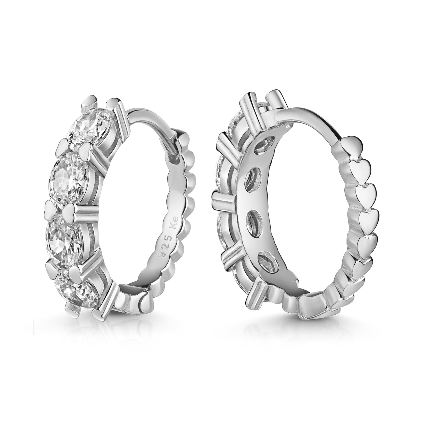 (5514) Klapcreolen met 8 Zirkonia Sterling Zilver 925/000