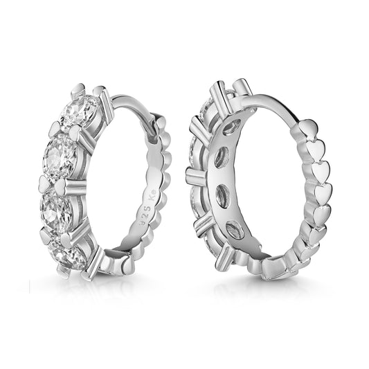 (5514) Klapcreolen met 8 Zirkonia Sterling Zilver 925/000