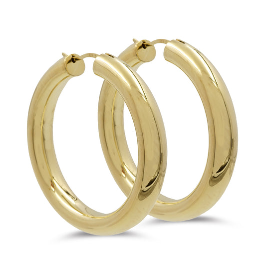 Boucles d'oreilles créoles 41 mm par 6,4 mm Argent 925/000 plaqué or
