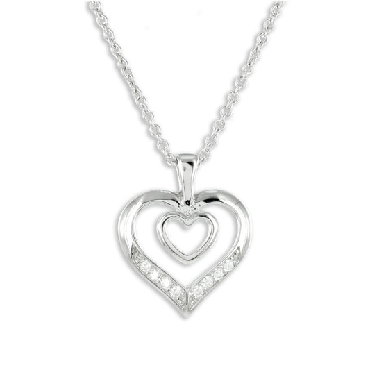 Collier Coeur avec 8 Zircones en Argent Sterling 925/000