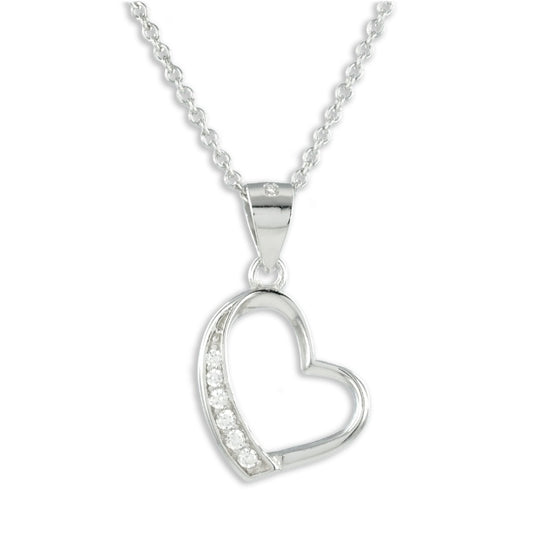 Collier Coeur avec 6 Zircones en Argent Sterling 925/000