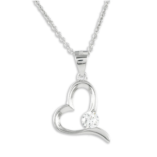 Collier Coeur avec Zircone Argent Massif 925/000