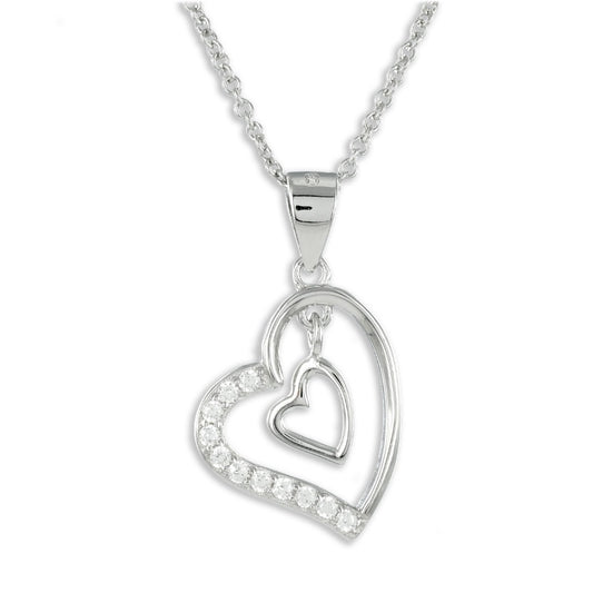 Collier Coeur avec 11 Zircones Argent 925/000