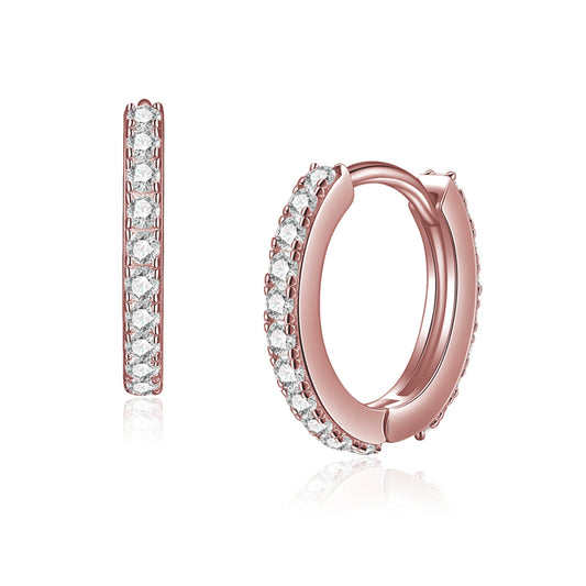 Boucles d'oreilles créoles avec 40 zircones en argent sterling 925/000 plaqué or rose