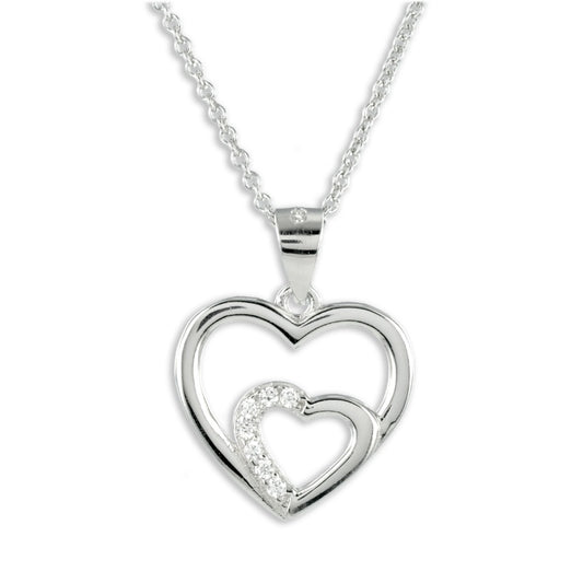 Collier Coeur avec 7 Zircones Argent 925/000
