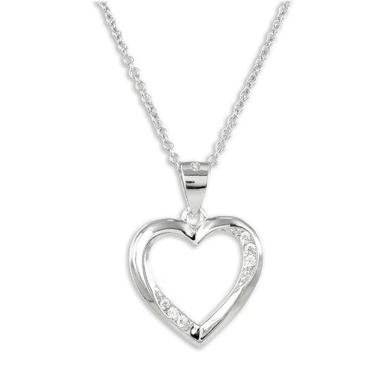 Collier Coeur avec 6 Zircones en Argent Sterling 925/000