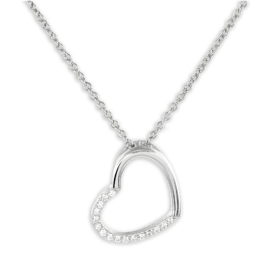 Collier Coeur avec 16 Zircones en Argent Sterling 925/000