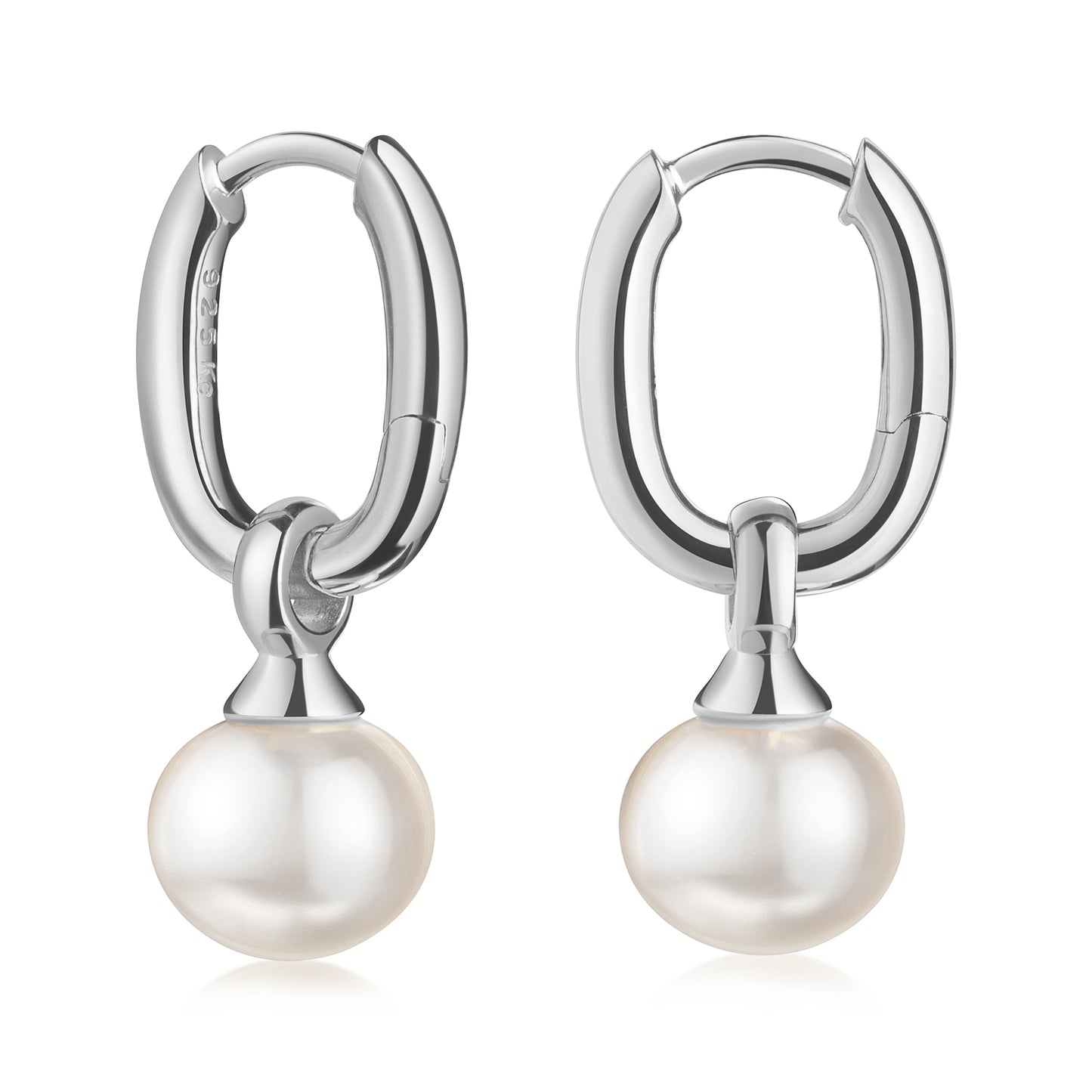 (5583) Klapcreolen met zoetwaterparels Sterling Zilver 925/000