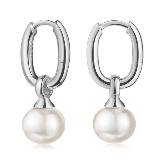 (5583) Klapcreolen met zoetwaterparels Sterling Zilver 925/000