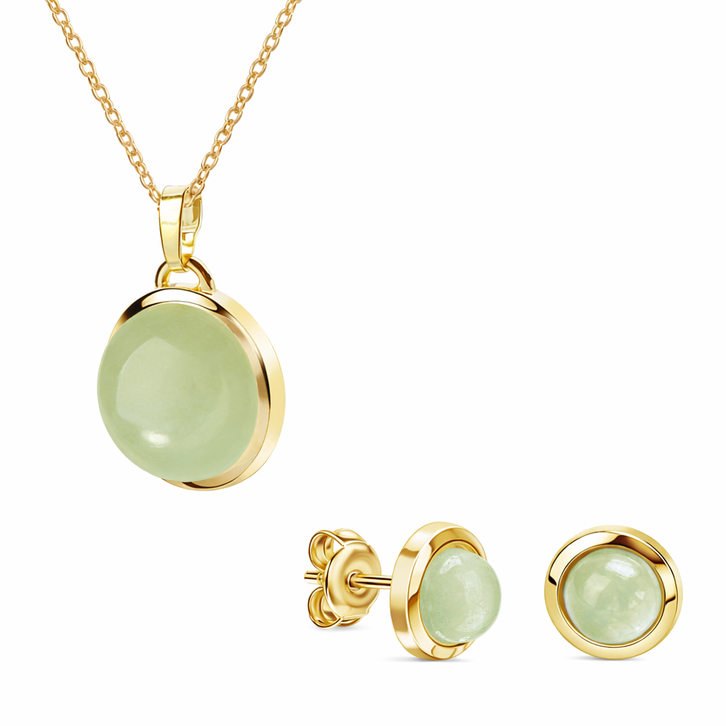 (6623) Collier en argent sterling 925/000 plaqué or avec aventurine et calcédoine verte