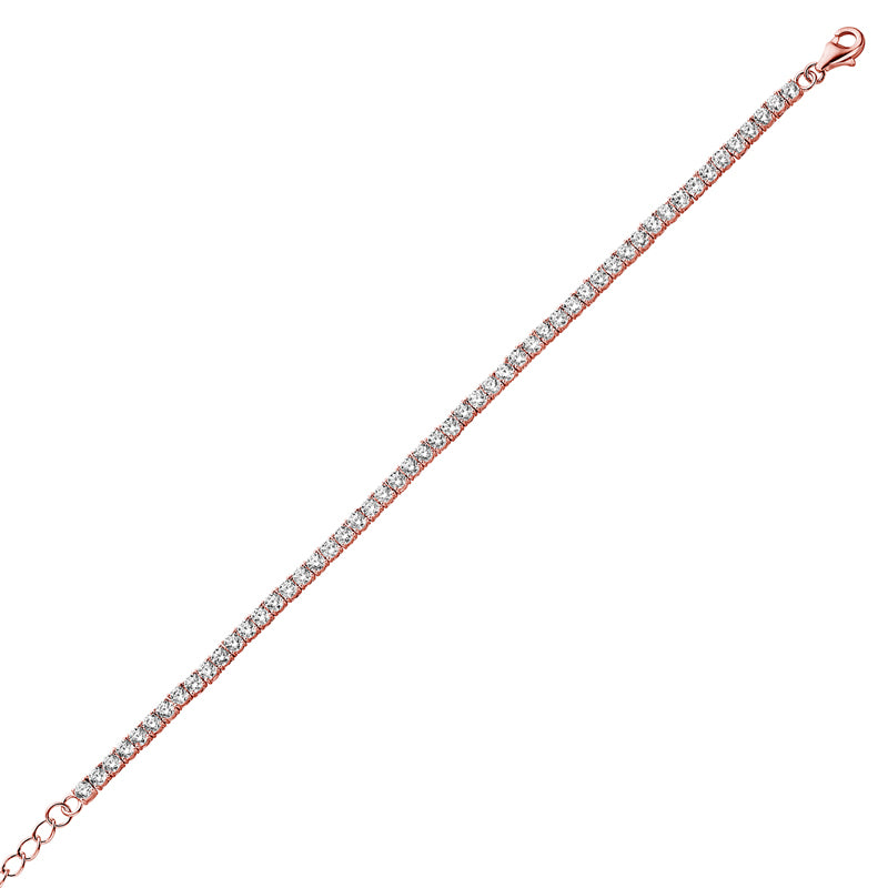 Tennisarmband 50 Zirkonia met 100 Facetten 3mm Sterling Zilver 925/000 Rosé verguld