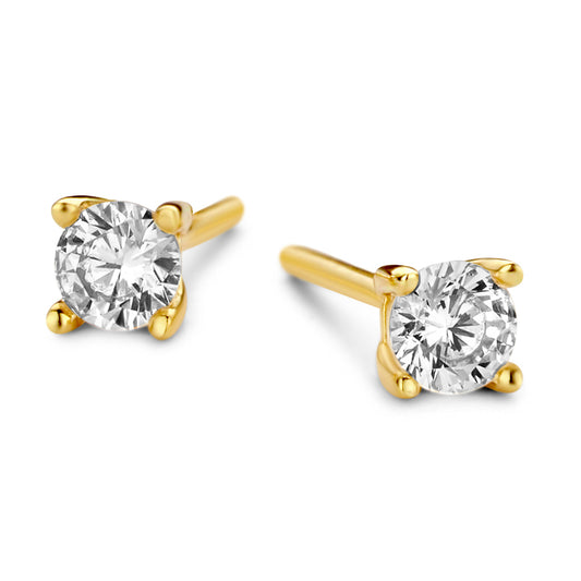 Boucles d'oreilles avec Zircone 3 mm x 3 mm Argent Massif 925/000 plaqué or
