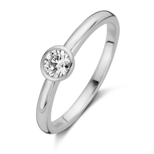 Bague Solitaire avec Zircone 4 mm Argent Sterling 925/000