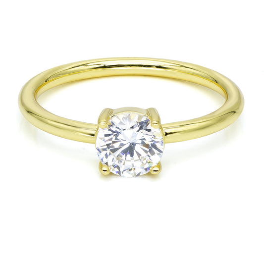 Damesring met Roze Zirkonia 6 mm Sterling Zilver 925/000 goud verguld