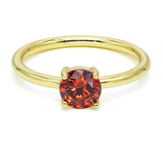 Damesring met Rode ronde Zirkonia 6mm Sterling Zilver 925/000 goud verguld
