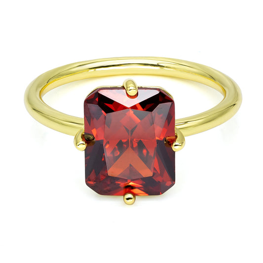 Damesring met Rode Zirkonia 8 x 10 mm Sterling Zilver 925/000 goud verguld