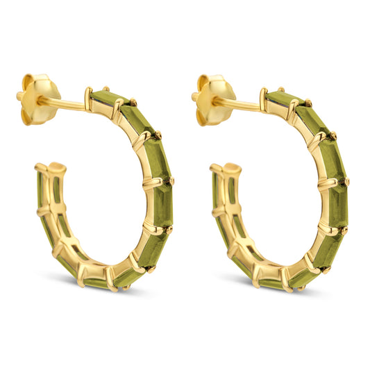 Creolen Ø 19 mm met 20 Olijfgroene Zirkonia Sterling Zilver 925/000 goud verguld