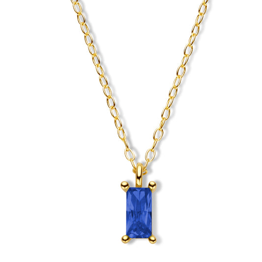 Collier avec Zircone Bleu Saphir 6 mm x 3 mm Argent Sterling 925/000 plaqué or