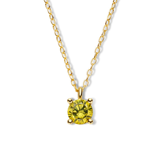 Collier avec Zircone Vert Olive Ø 5 mm Argent 925/000 plaqué or