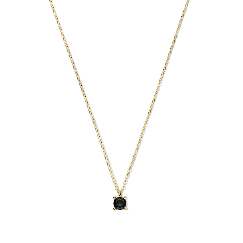 Collier avec Zircone Noire Ø 5 mm Argent 925/000 plaqué or