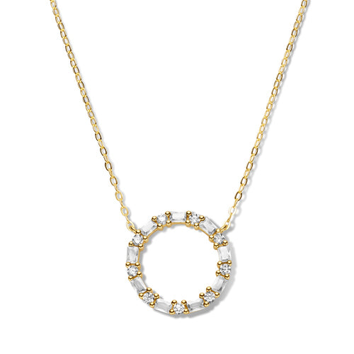 (56947) Collier en argent sterling 925/000 plaqué or avec 18 zirconias blancs/transparents