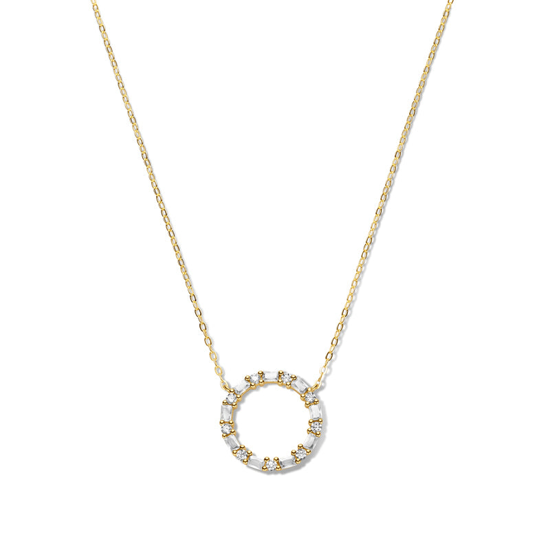 (56947) Collier en argent sterling 925/000 plaqué or avec 18 zirconias blancs/transparents