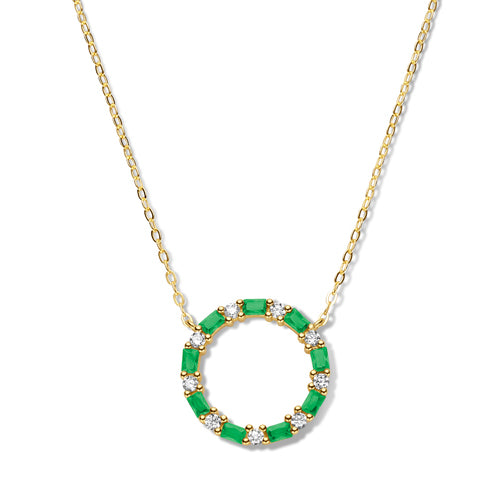 (56950) Collier en argent sterling 925/000 plaqué or avec 18 zirconias blancs/verts
