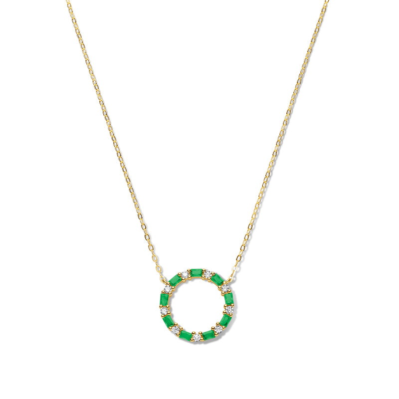 (56950) Collier en argent sterling 925/000 plaqué or avec 18 zirconias blancs/verts