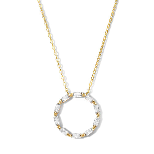 Halsketting met 10 Witte Zirkonia Sterling Zilver 925/000 goud verguld