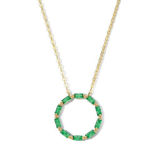 (56956) Halsketting met 10 Smaragdgroene Zirkonia Sterling Zilver 925/000 goud verguld