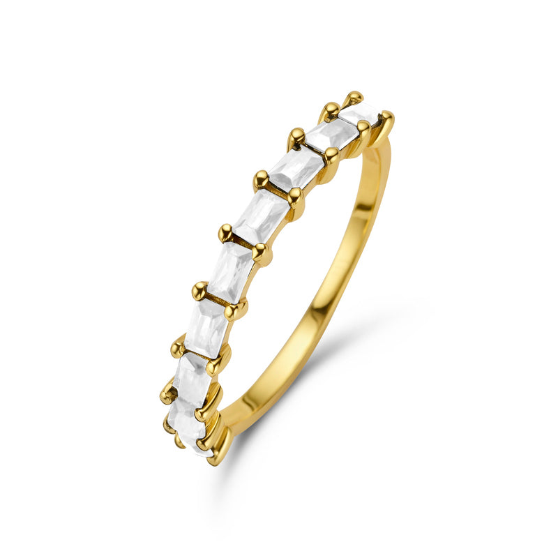 Bague 9 Zircones Argent Massif 925/000 Plaqué Or