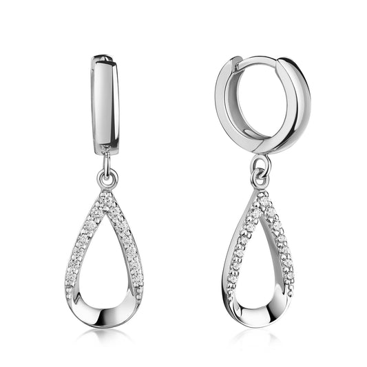 (5714) Klapcreolen met 26 Zirconia Sterling Zilver 925/000