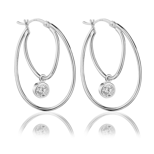 Creolen met 5 mm Zirkonia Sterling Zilver 925/000