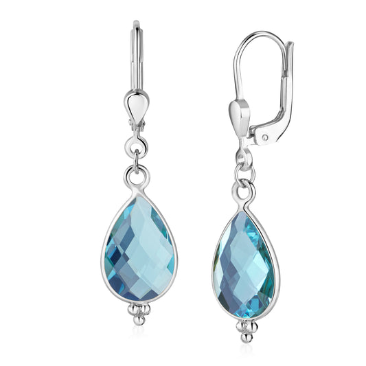 Boucles d'oreilles avec Quartz Bleu Argent Massif 925/000
