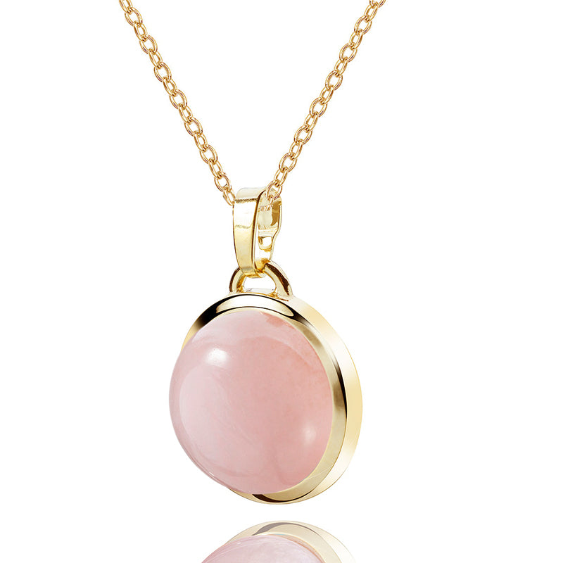 (6569) Halsketting met Roze Chalcedoon Sterling Zilver 925/000 goud verguld