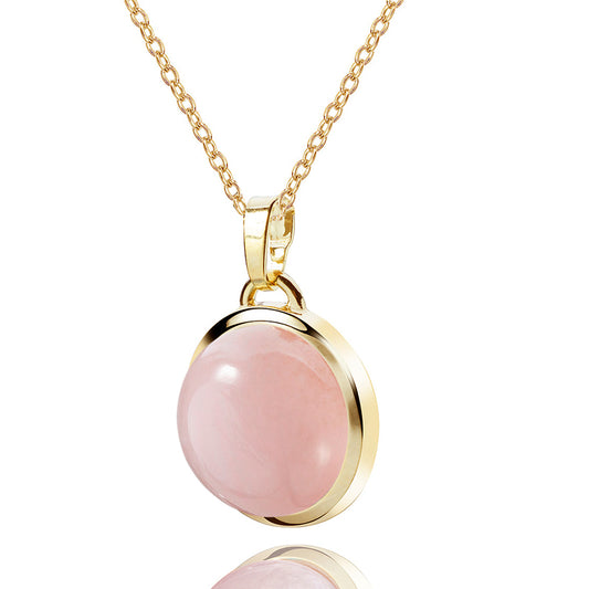 Collier avec Calcédoine Rose en Argent Massif 925/000 plaqué or