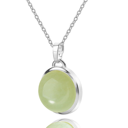Collier avec Aventurine Calcédoine Verte Argent Massif 925/000
