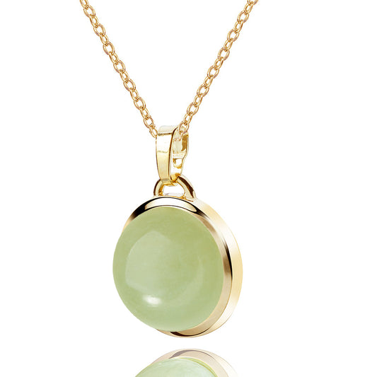 Collier avec Aventurine Calcédoine Verte Argent Massif 925/000 plaqué or