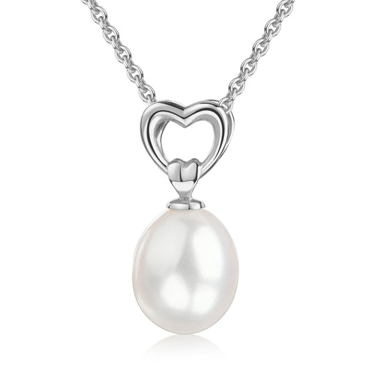 Collier avec coeur et perle d'eau douce en argent sterling 925/000