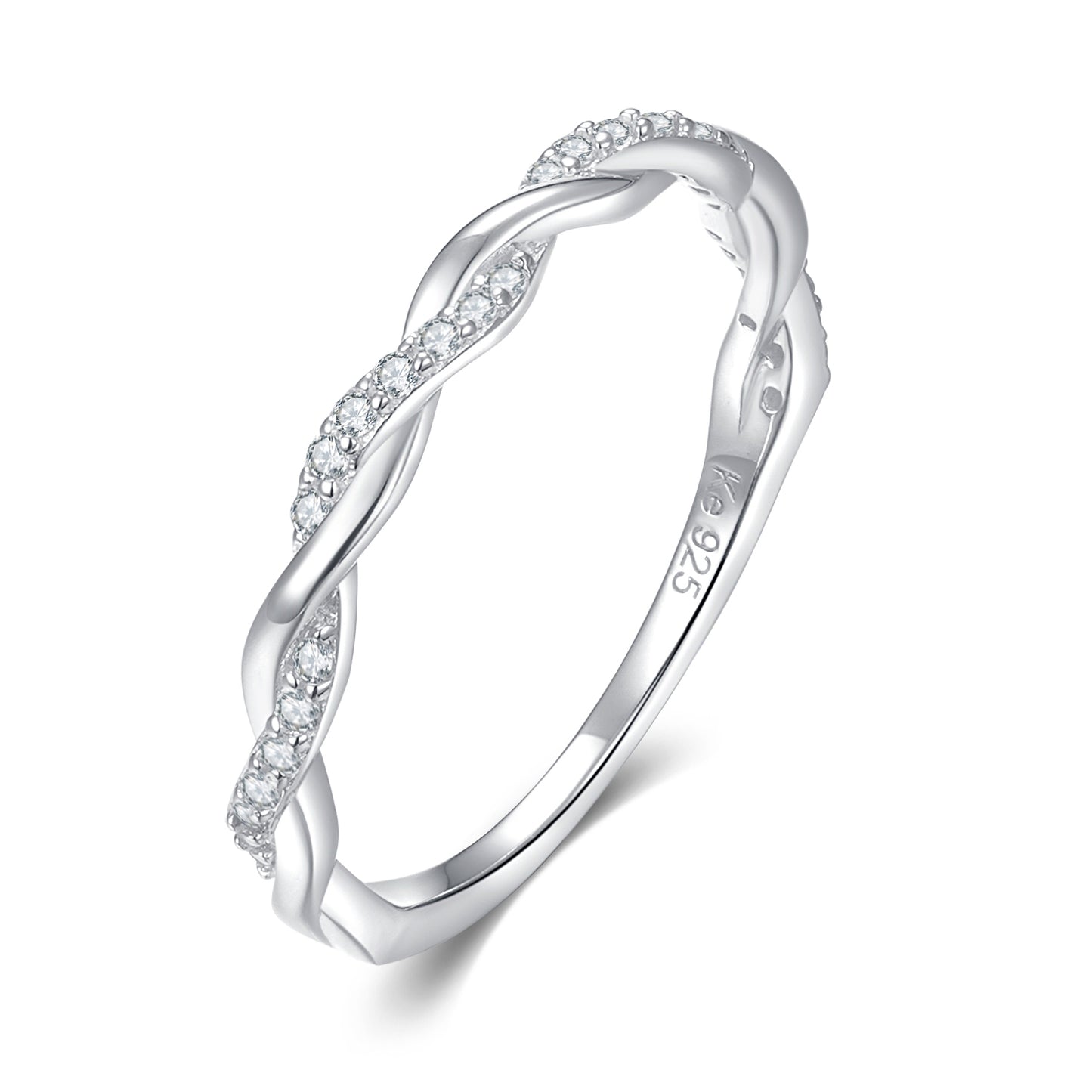 Damesring gedraaid met 23 Zirkonia Sterling Zilver 925/000