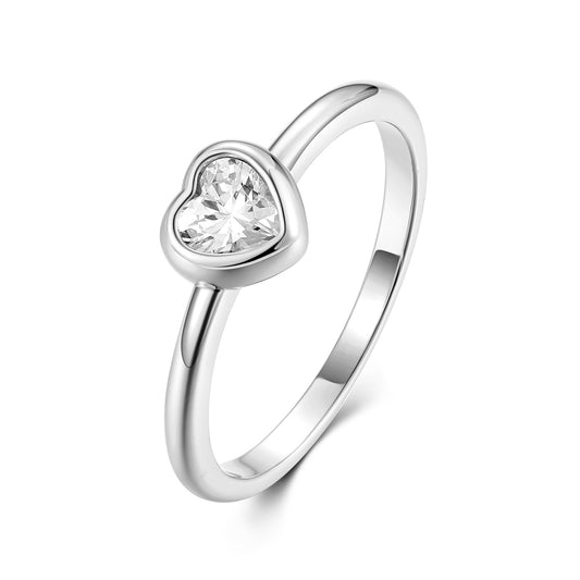 Bague femme coeur avec zircone en argent sterling 925/000