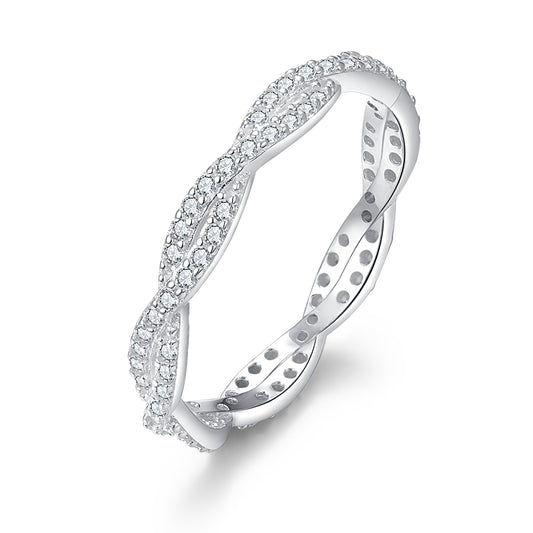 Damesring gedraaid met 80 Zirkonia Sterling Zilver 925/000